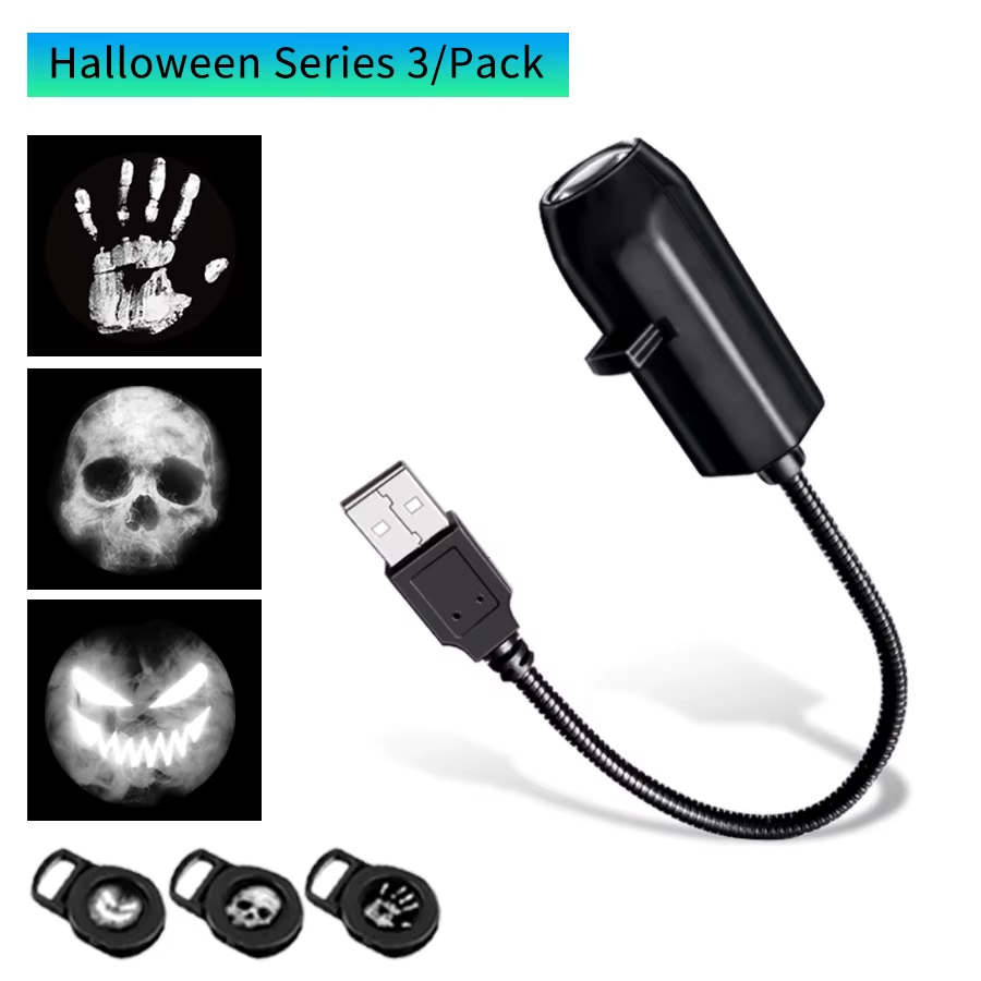 Christmas Halloween Led Projection Lamp Pumpkin Night Light Ceiling Wall Projector Holiday Ornaments USB Moon Atmosphere Light