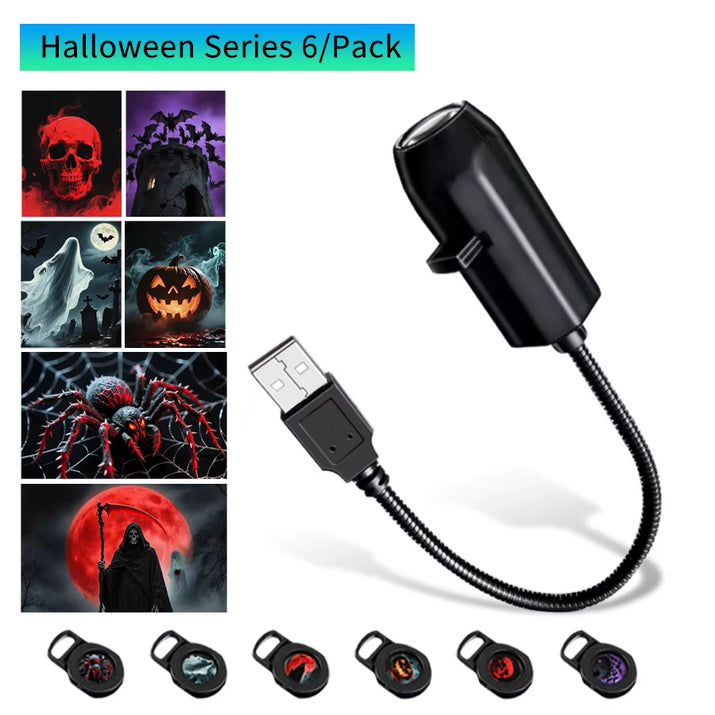 Christmas Halloween Led Projection Lamp Pumpkin Night Light Ceiling Wall Projector Holiday Ornaments USB Moon Atmosphere Light